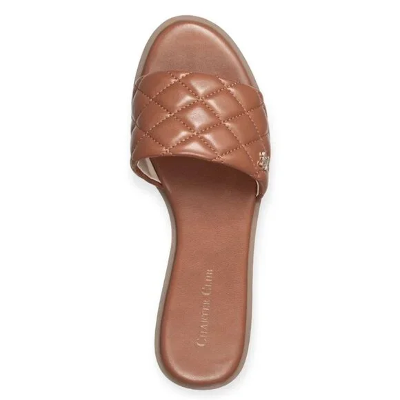 Charter Club SAFFIEE Women's Flats Quilted Slide Sandals Cognac Size 10 - Picture 4 of 6